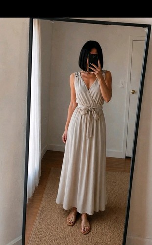 Vestito lungo panna con