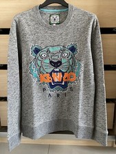 Felpa Cotone KENZO Jungle Tiger Tg. S Uomo Colore Grigio Tigre USATO ORIGINALE