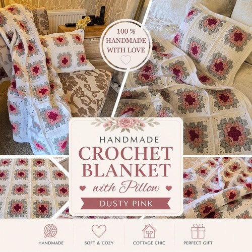 Set coperta all - 'uncinetto, rosa