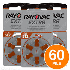 60 Batterie PILE RAYOVAC Extra 312 per Apparecchi Acustici PROTESI udito PR41