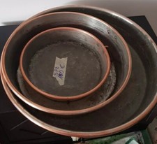 SET DI 3  TEGLIE DA FORNO IN RAME RIPULITO D.21/30/38 cm.