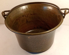 PORTAVASO IN RAME-VINTAGE-PAIOLO-CASSERUOLA-TEGAME-PENTOLA-VASO-FIORIERA-C/TAVOL