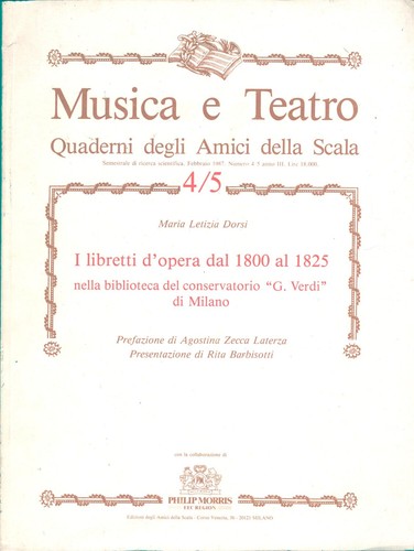 Libretti opera dal 1800 - 1800, al