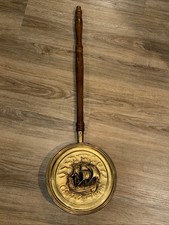 Scalda letto nave a vela in rame vintage con manico in legno 33” casale chic