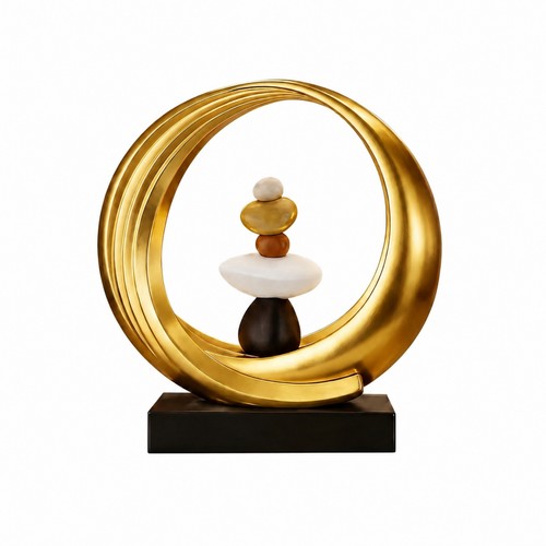 Scultura con cerchio dorato - cerchio, in