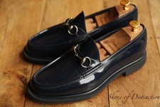 Gucci scarpe mocassini uomo blu navy gomma argento bit UK 7 US 8 EU 41