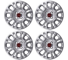 SET 4 KIT COPRICERCHI COPPA RUOTA FIAT PANDA 2012 RAGGIO R14 14''  LOGO ROSSO