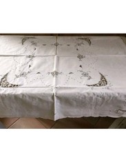Tovaglia Quadrata cotone  Ricamo A Mano  80 x 80 Tovaglietta Pizzo Uncinetto
