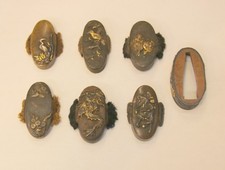 Antique Japanese Signed Fuchi-Kashira Lot Chiyoharu-saku Nihonto Sword Parts