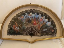 PREZIOSI ELEGANTI VENTAGLI PIZZO E FIORI DIPINTI CON VENTAGLIERA COLLEZIONE