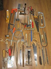 Enorme lotto collezione raccolta attrezzi da lavoro PIALLA SEGA CAZZUOLA SPATOLA