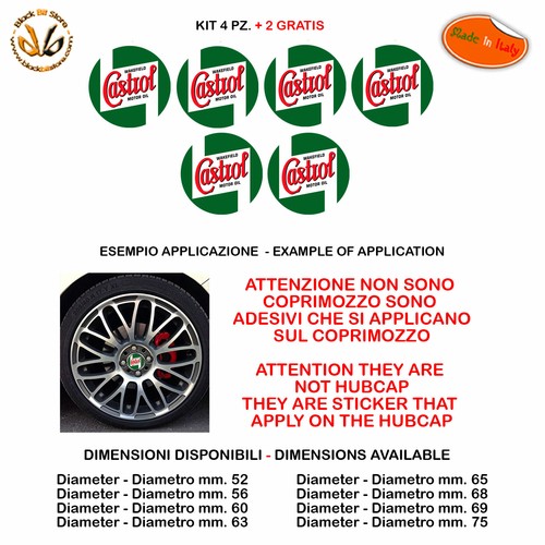 Adesivi coprimozzo castrol