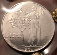 Moneta 100 Lire 1962, Italia Repubblica, Perizia qFDC/FDC, Rif. 8297