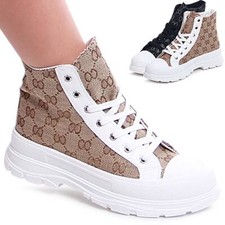 Sneaker Plateau Da Donna Con Stampa Scarpe Sportive Chunky Derby Alto