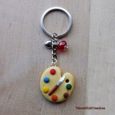 Portachiavi tavolozza pittore e pennello in fimo arte pittura regalo 