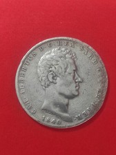 5 Lire Carlo Alberto 1840 –  Genova – Argento – Particolarità nel contorno.