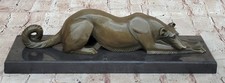 Francese 100% Bronzo Whippet Airedale Levriero Cane Classica Scultura Art Decoro