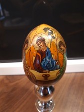 Russia Uovo in legno cm  10 , dipinto mano , Angeli  