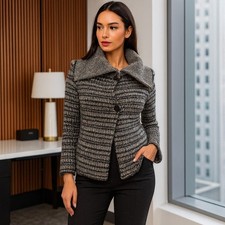 Maglione Etro Milano 48 lana alpaca misto cashmere Italia nero grigio maglia righe