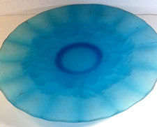 ALZATA IN VETRO CELESTE-VINTAGE-CENTROTAVOLA-PORTAFRUTTA-VASO-D'EPOCA-USATO