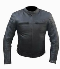 Giubbino Giacca Pelle Moto Vintage Nero Lion Protezioni CE Rimovibili BIESSE