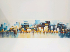 QUADRO MODERNO DIPINTO A MANO OLIO SU TELA IMMAGINE PAESAGGIO METROPOLI