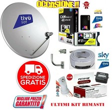 KIT SAT 4K COMPLETO:PARABOLA 60 CM+LNB 1 USCITA + ACCESSORI+CAM TIVU'SAT+CARD 4K