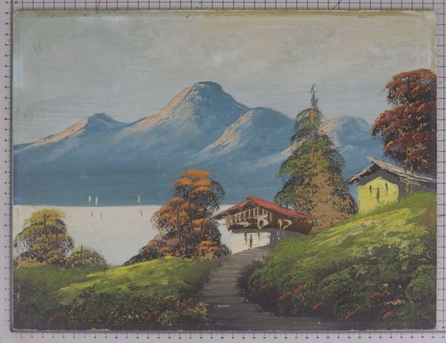 Quadro olio paesaggio alpino - paesaggio,