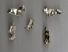 MINIATURA PRESEPE 1 NATIVITA' metallo 1,5 cm 5 ELEMENTI PASTORI  mini 