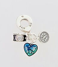 Nuovo 100% originale marca PANDORA 792703C01 fotocamera, cuore e bussola triplo ciondolo
