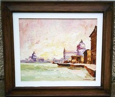GIANNI TEDESCHI (1922-2018) VENEZIA (MATTINO) - VECCHIO QUADRO DIPINTO OLIO TELA