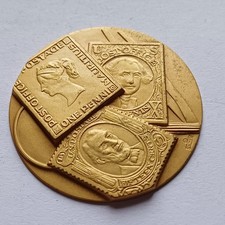 Vecchia Placca In Bronzo Mm 50 Circa Spl Francobolli Filatelia Lotto Sc15