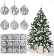 Set Di 12 Pezzi Palle Di Natale D'Argento, Ø6 Palle Albero Di Natale, Palla Di N