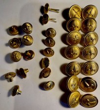 Bottoni militari italiani 30 pz., "BOMISA MILANO", Metallo Dorato Varie Misure
