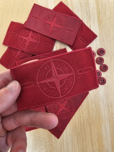 Stone island red - island, badge,