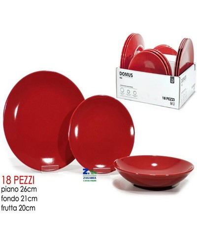 Servizio piatti 18pz rosso - 18pz,