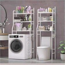 Scaffale Bagno Sopra Lavatrice 152x68x25 3 Ripiani Mobile Bianco Salvaspazio Wc