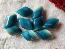 Lotto 9 Bottoni Vintage Blu Effetto Corno Biseautato Piede Ref 7059