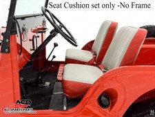 SET COMPLETO CUSCINI SEDILE PER JEEP CJ2A CJ3A CJ3B - Rosso e Bianco - Anteriore e Posteriore