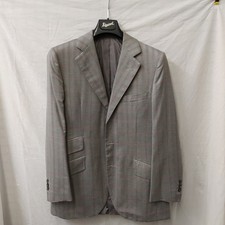 Giacca uomo sartoriale tessuto Zegna grigia con riga magenta tg 48