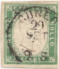 ANTICHI STATI ITALIANI - REGNO DI SARDEGNA: 4° Emissione (1855-63), #13c.