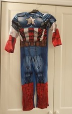 Costume Capitan America Marvel Bambino 7-8 IMBOTTITO + Scudo e Maschera Plastica