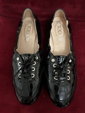 New Tod’s Black Flats Tie Up
