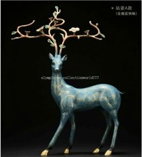 18'' classical bronze crafts home decorate statue fortune animal sika deer
