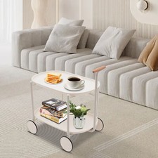 Carrello Portaoggetti a 2 Livelli con Maniglia Organizzatore Carrello Acciaio al Carbonio