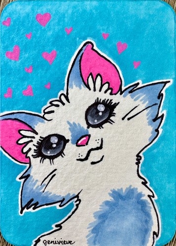 Acquerello love cat aceo - acquerello,