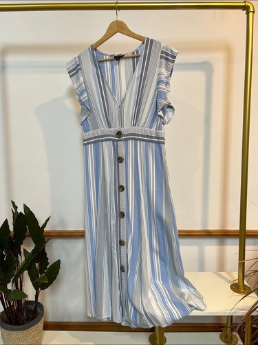 Abito midi blu e bianco - a.n.a,