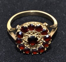 Anello  oro 18 Kt 750 con corona di Granate rosse 20 mm