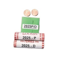 2025 2 rotoli OBW * 1 P & 1 D Lincoln Penny Shield centesimo da scatola bancaria con bonus
