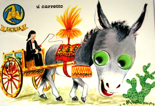 Cartolina sicilia carretto - cartolina.,